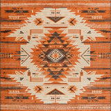 Ultra Soft Area Rug, Non Slip, Stain Resistant, Washable Area Rugs for Living Room, Bedroom, Rustic Vintage Aztec Influence(Orange)