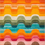 Ultra Soft Area Rug, Non Slip, Stain Resistant, Washable Area Rugs for Living Room, Bedroom, Artful Striped Colorful Motif(Orange)