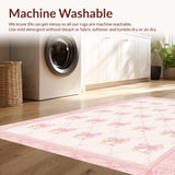 Ultra Soft Area Rug, Non Slip, Stain Resistant, Washable Area Rugs for Living Room, Bedroom, Coquette Bow Accent Area Rug Scalloped Edges(White)