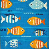 Ultra Soft Area Rug, Non Slip, Stain Resistant, Washable Area Rugs for Living Room, Bedroom, Vibrant Coastal Animal Design(Blue)