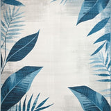 Ultra Soft Area Rug, Non Slip, Stain Resistant, Washable Area Rugs for Living Room, Bedroom, Modern Tropical Leaves Accent in Blue Grey Beige Hues(Blue)