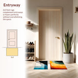 Ultra Soft Area Rug, Non Slip, Stain Resistant, Washable Area Rugs for Living Room, Bedroom, Contemporary Linear Layered Aesthetics(Yellow)