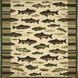 Ultra Soft Area Rug, Non Slip, Stain Resistant, Washable Area Rugs for Living Room, Bedroom, Rustic Wildlife Bass Print(Beige)