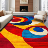 Ultra Soft Area Rug, Non Slip, Stain Resistant, Washable Area Rugs for Living Room, Bedroom, Dynamic Multicolored Swirl Aesthetic(Red)