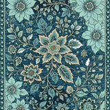 Ultra Soft Area Rug, Non Slip, Stain Resistant, Washable Area Rugs for Living Room, Bedroom, Distressed Medallion Bedroom Carpet in Green and Blue(Blue)
