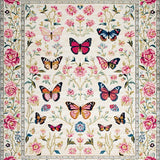 Ultra Soft Area Rug, Non Slip, Stain Resistant, Washable Area Rugs for Living Room, Bedroom, Elegant Vintage Nature Motif(White)