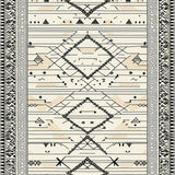 Ultra Soft Area Rug, Non Slip, Stain Resistant, Washable Area Rugs for Living Room, Bedroom, Black and Beige With Interlocking Tribal Lines(Beige)