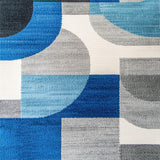 Ultra Soft Area Rug, Non Slip, Stain Resistant, Washable Area Rugs for Living Room, Bedroom, Contemporary Grey and Teal Easy Care Rug for Minimalist Homes(Blue)