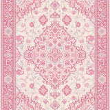 Ultra Soft Area Rug, Non Slip, Stain Resistant, Washable Area Rugs for Living Room, Bedroom, Luxurious Paisley Velvet Motif(Pink)