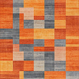 Ultra Soft Area Rug, Non Slip, Stain Resistant, Washable Area Rugs for Living Room, Bedroom, Sophisticated Abstract Linear Elements(Orange)