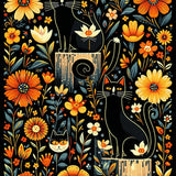 Ultra Soft Area Rug, Non Slip, Stain Resistant, Washable Area Rugs for Living Room, Bedroom, Artistic Black Cat Blossom Design(Black)