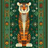 Ultra Soft Area Rug, Non Slip, Stain Resistant, Washable Area Rugs for Living Room, Bedroom, Bold Tropical Tiger Motif(Orange)