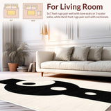Ultra Soft Area Rug, Non Slip, Stain Resistant, Washable Area Rugs for Living Room, Bedroom, Philosophical Monochrome Circular Design(White)