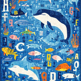 Ultra Soft Area Rug, Non Slip, Stain Resistant, Washable Area Rugs for Living Room, Bedroom, Sea Adventure Alphabet Ocean Animal Carpet Early Learning Playmat(Blue)