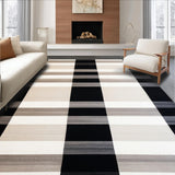 Ultra Soft Area Rug, Non Slip, Stain Resistant, Washable Area Rugs for Living Room, Bedroom, Modern Striped Area with Bold Beige and Black Contrasts(Beige)