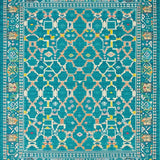 Ultra Soft Area Rug, Non Slip, Stain Resistant, Washable Area Rugs for Living Room, Bedroom, Elegant Teal Geometric Motif(Blue)