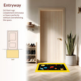 Ultra Soft Area Rug, Non Slip, Stain Resistant, Washable Area Rugs for Living Room, Bedroom, Whimsical Celestial Scene Decor(Yellow)