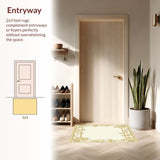 Ultra Soft Area Rug, Non Slip, Stain Resistant, Washable Area Rugs for Living Room, Bedroom, Entryway Floral Design in Subtle Beige Colors(Beige)