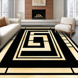 Ultra Soft Area Rug, Non Slip, Stain Resistant, Washable Area Rugs for Living Room, Bedroom, Glamorous Black Gold Geometric Design(Gold)