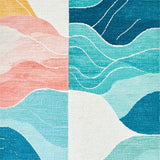 Ultra Soft Area Rug, Non Slip, Stain Resistant, Washable Area Rugs for Living Room, Bedroom, Beach Vibes Surfboard Carpet Coastal Wave Rug with Retro Surf Motif(Blue)