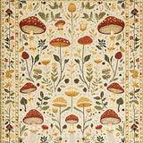 Ultra Soft Area Rug, Non Slip, Stain Resistant, Washable Area Rugs for Living Room, Bedroom, Elegant Earthy Mushroom Motif(Ivory)