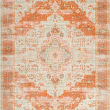 Ultra Soft Area Rug, Non Slip, Stain Resistant, Washable Area Rugs for Living Room, Bedroom, Neutral Toned Abstract Medallion(Orange)