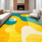 Ultra Soft Area Rug, Non Slip, Stain Resistant, Washable Area Rugs for Living Room, Bedroom, Dynamic Teal and Orange Visuals(Yellow)