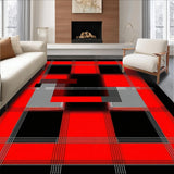 Ultra Soft Area Rug, Non Slip, Stain Resistant, Washable Area Rugs for Living Room, Bedroom, Vibrant Geometric Music Icons(Red)