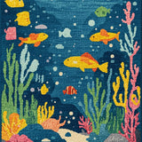 Ultra Soft Area Rug, Non Slip, Stain Resistant, Washable Area Rugs for Living Room, Bedroom, Under the Sea Kids' Carpet: Number & Shape Learning Rug(Blue)