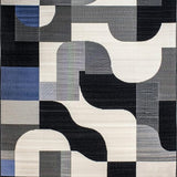 Ultra Soft Area Rug, Non Slip, Stain Resistant, Washable Area Rugs for Living Room, Bedroom, Sonoma Collection Ebony & Cream Abstract Design(Gray)