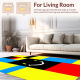 Ultra Soft Area Rug, Non Slip, Stain Resistant, Washable Area Rugs for Living Room, Bedroom, Dynamic Rainbow Face Composition(Blue)