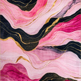 Ultra Soft Area Rug, Non Slip, Stain Resistant, Washable Area Rugs for Living Room, Bedroom, Artistic Swirling Patterned Canvas(Pink)