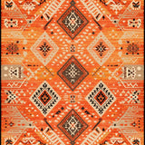 Ultra Soft Area Rug, Non Slip, Stain Resistant, Washable Area Rugs for Living Room, Bedroom, Chic Tribal Linear Composition(Orange)