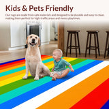 Ultra Soft Area Rug, Non Slip, Stain Resistant, Washable Area Rugs for Living Room, Bedroom, Playful Colorful Striped Arrangement(Red)