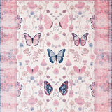 Ultra Soft Area Rug, Non Slip, Stain Resistant, Washable Area Rugs for Living Room, Bedroom, Gentle Floral Curved Edge Creation(Pink)
