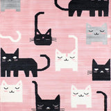 Ultra Soft Area Rug, Non Slip, Stain Resistant, Washable Area Rugs for Living Room, Bedroom, Modern Cute Cat Print Concept(Pink)