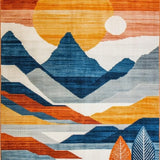 Ultra Soft Area Rug, Non Slip, Stain Resistant, Washable Area Rugs for Living Room, Bedroom, Serene Abstract Horizon Illustration(Orange)