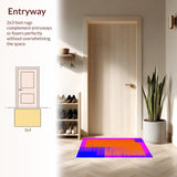 Ultra Soft Area Rug, Non Slip, Stain Resistant, Washable Area Rugs for Living Room, Bedroom, Contemporary Bright Sensory Composition(Orange)
