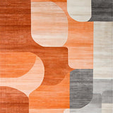 Ultra Soft Area Rug, Non Slip, Stain Resistant, Washable Area Rugs for Living Room, Bedroom, Dynamic Abstract Geometric Aesthetic(Orange)