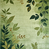 Ultra Soft Area Rug, Non Slip, Stain Resistant, Washable Area Rugs for Living Room, Bedroom, Chic Contemporary Green Floral Motif(Green)