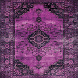 Ultra Soft Area Rug, Non Slip, Stain Resistant, Washable Area Rugs for Living Room, Bedroom, Sophisticated Ogee Distressed Aesthetic(Purple)