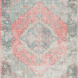 Ultra Soft Area Rug, Non Slip, Stain Resistant, Washable Area Rugs for Living Room, Bedroom, Elegant Floral Medallion West Elm Style Rug With Distressed Vintage Look(Red)