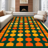 Ultra Soft Area Rug, Non Slip, Stain Resistant, Washable Area Rugs for Living Room, Bedroom, Vintage Geometric Hexagon Fusion(Orange)