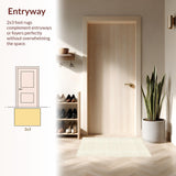 Ultra Soft Area Rug, Non Slip, Stain Resistant, Washable Area Rugs for Living Room, Bedroom, Sleek Ivory Tiled Design Approach(Beige)