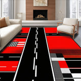 Ultra Soft Area Rug, Non Slip, Stain Resistant, Washable Area Rugs for Living Room, Bedroom, Chic Monochrome Geometric Motif(Red)