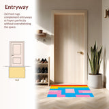 Ultra Soft Area Rug, Non Slip, Stain Resistant, Washable Area Rugs for Living Room, Bedroom, Multicolored Fun Activity Surface(Orange)