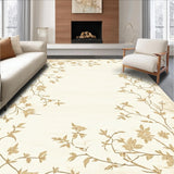 Chic Beige Botanical Whisper Delicate Floral Bloom Area(Beige)