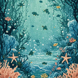 Ultra Soft Area Rug, Non Slip, Stain Resistant, Washable Area Rugs for Living Room, Bedroom, Oceanic Wonderland Low Pile Rug With Aquatic Life Design And Wave Border(Blue)