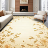 Ultra Soft Area Rug, Non Slip, Stain Resistant, Washable Area Rugs for Living Room, Bedroom, Graceful Botanical Motif with Subtle Beige Tones(Beige)