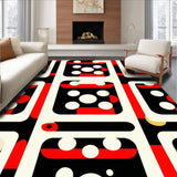 Ultra Soft Area Rug, Non Slip, Stain Resistant, Washable Area Rugs for Living Room, Bedroom, Chic Graphic Playful Shapes(Red)